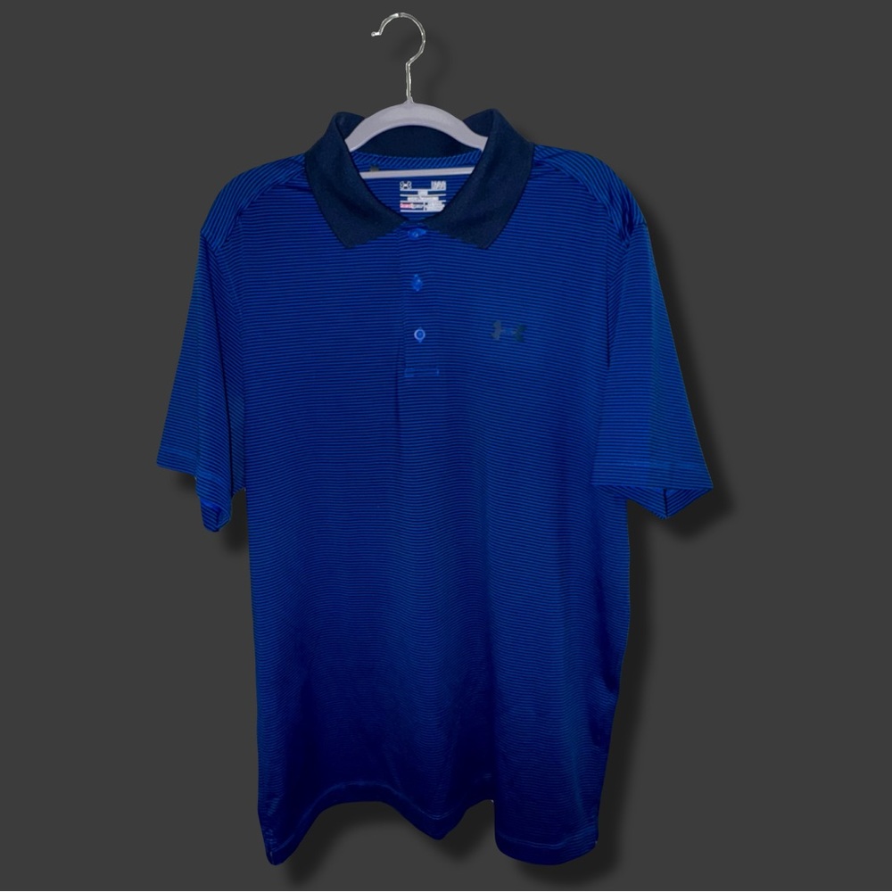 EUC - Under Armour Heat Gear striped Golf Polo